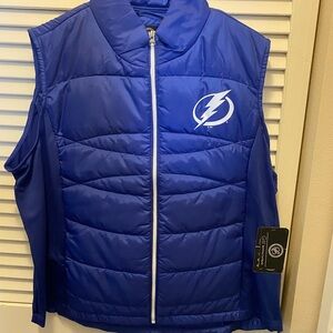 Women’s Blue Puffer Vest with Team Logo - Tampa Bay Lightning